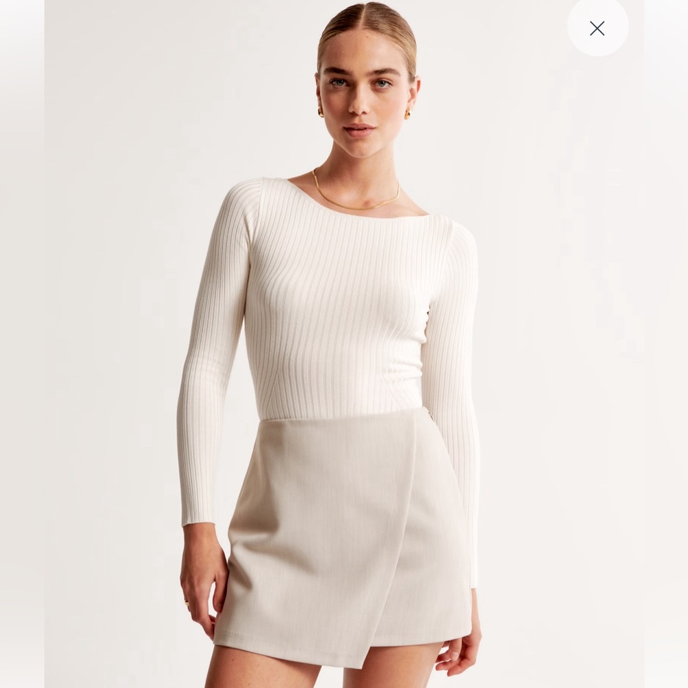 Abercrombie wrap mini skort - grey/cream